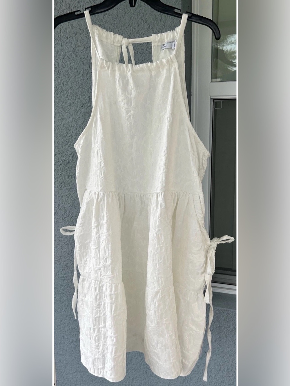 ASOS Jacquard Halter Neck Swing Tiered Mini Dress Size 12 Pockets Open Back